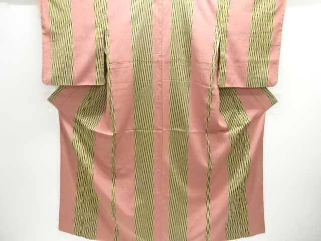 JAPANESE KIMONO / ANTIQUE OMESHI / TAISHO ROMAN STYLE / SILK / WOVEN ABSTRACT STRIPE